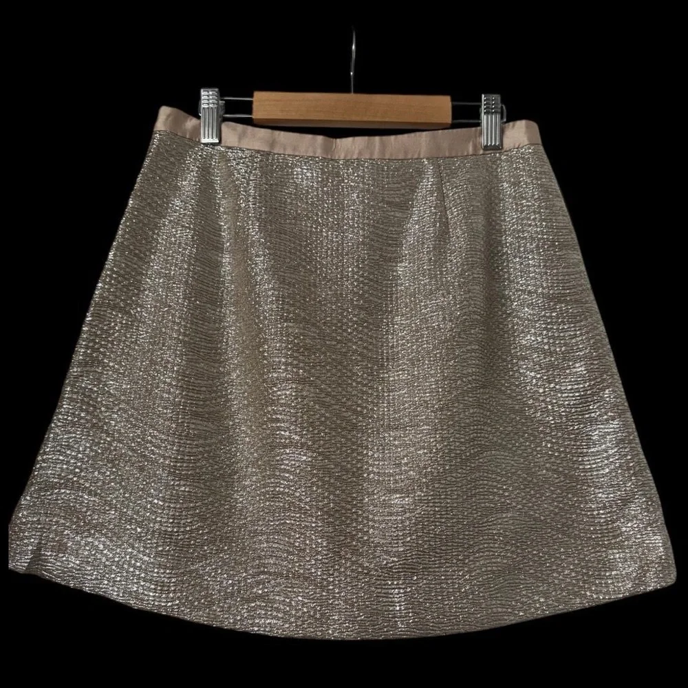 Tory Burch Metallic Gold A-Line Mini‎ Skirt XS Party Holiday Cocktail